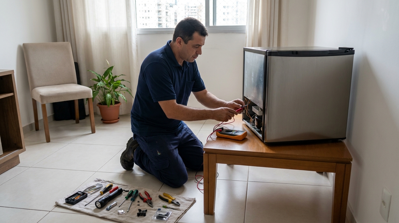 Técnico de conserto de frigobar em residência em Belo Horizonte‑MG